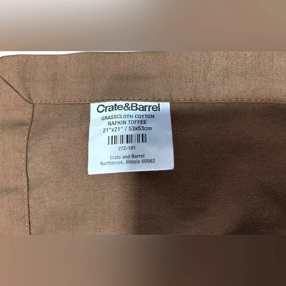 CRATE&BARREL *EIGHT* Beautiful Grasscloth Cotton Napkins In Toffee 21” x 21”